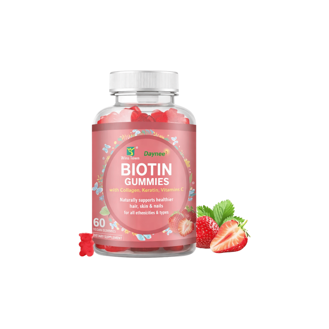 Wins Town Daynee With Collagen, Karatin, Vitamin C Biotin Gummies (60Vegan Gummies)