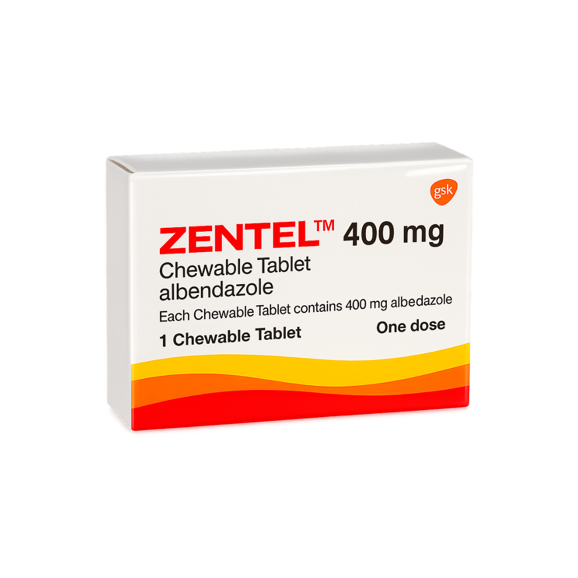 Zentel (Albendazole) Chewable One Dose Tablet 