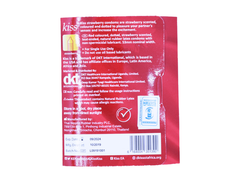Kiss Strawberry Condoms 3pcs